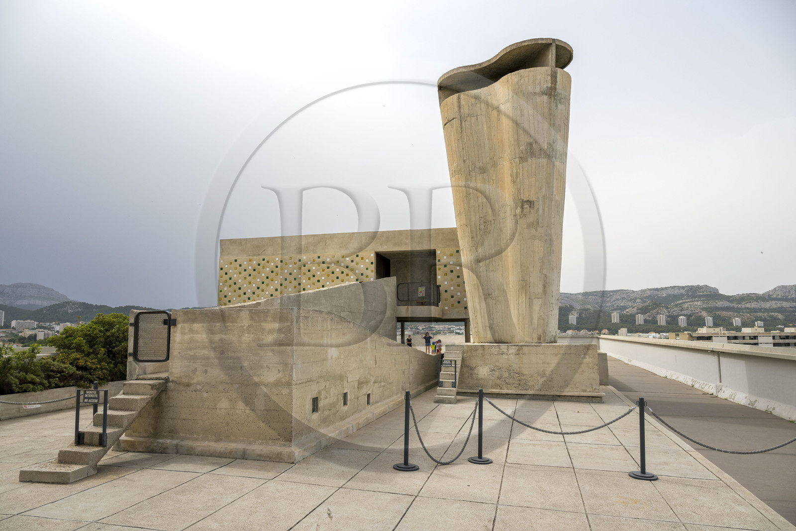 France, Bouches-du-Rhône (13), Marseille, oeuvre architecturale de Le Corbusier, classée Patrimoine Mondial de l'UNESCO, la Cité Radieuse par l'architecte Le Corbusier, toit-terrasse