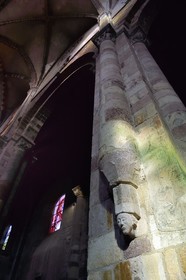 France, Haute Loire, Brioude, the Basilica of Saint-Julien de Brioude in Auvergne Romanesque style, pillar base