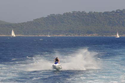 France, Var, Iles d'Hyeres, National Park of Port Cros, ile de Porquerolles, personal water craft