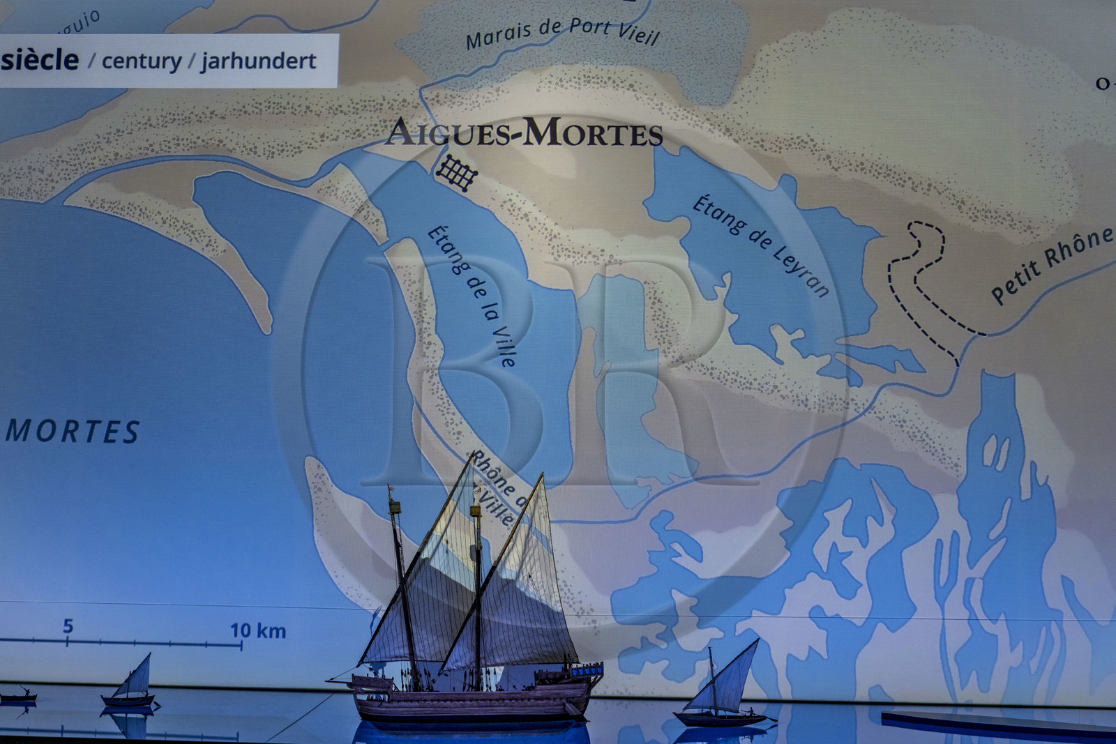 France, Gard, Aigues Mortes, the access map to the city in medieval times in the Governor's house (CMN)