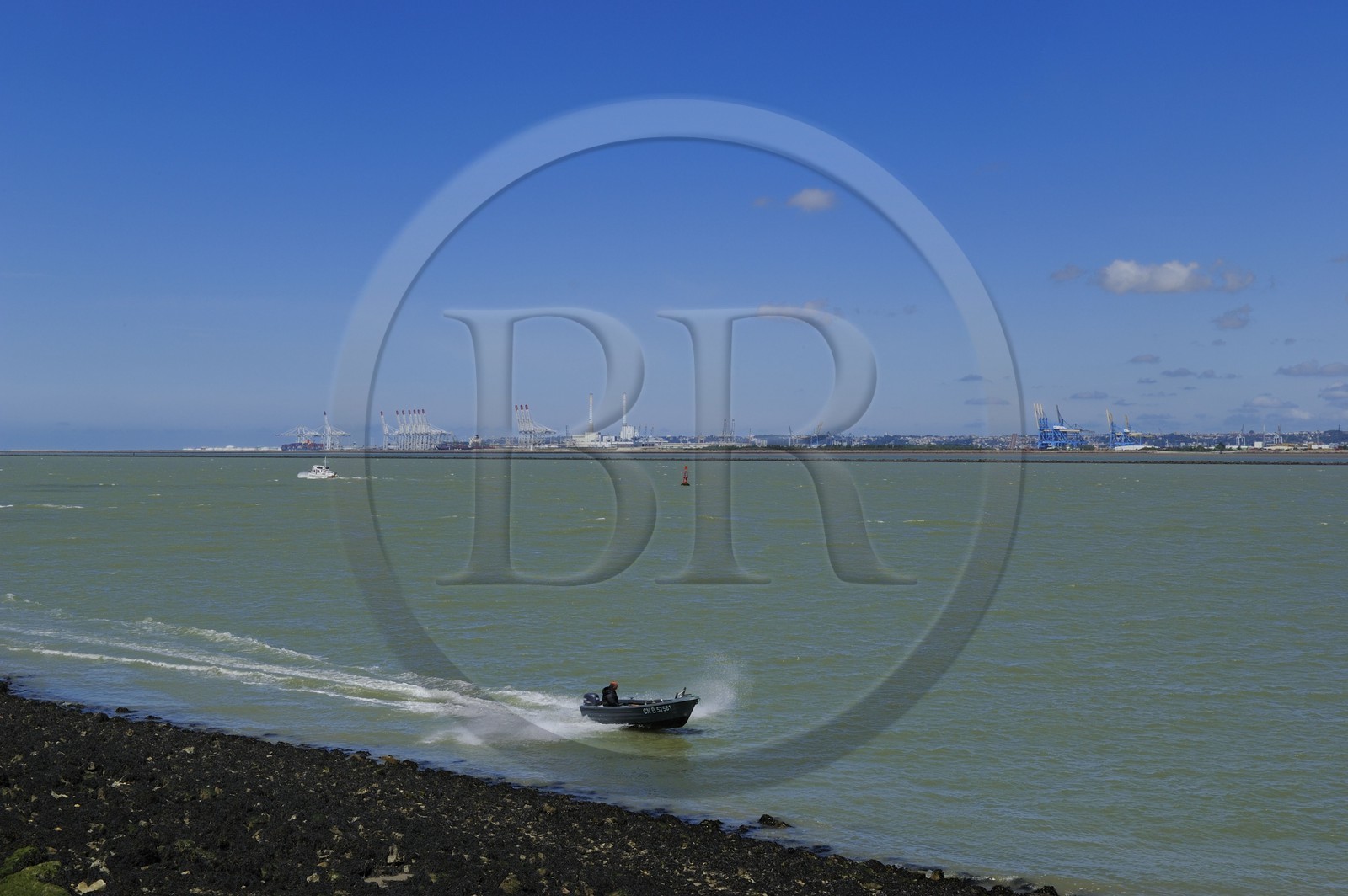 France, Calvados (14), embouchure de la Seine et le port du Havre sur la Rive Droite