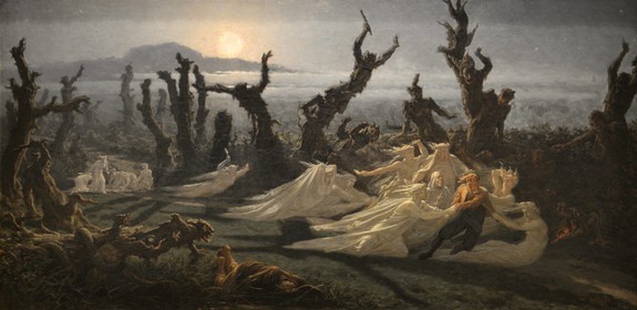 France, Finistère (29), Quimper, musée des Beaux Arts, Les Lavandières de La Nuit (1861) du peintre Yan'Dargent