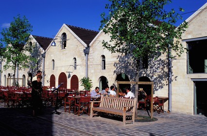 France, Paris, New Bercy district, old wine warehouses rebuilt in restaurants