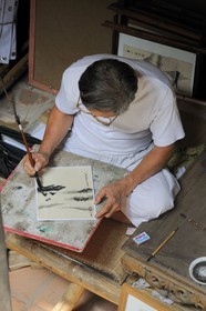 Vietnam, Hanoi, 36 streets district in the old town, traditional merchant house at 87 Pho Ma May, calligraphy
