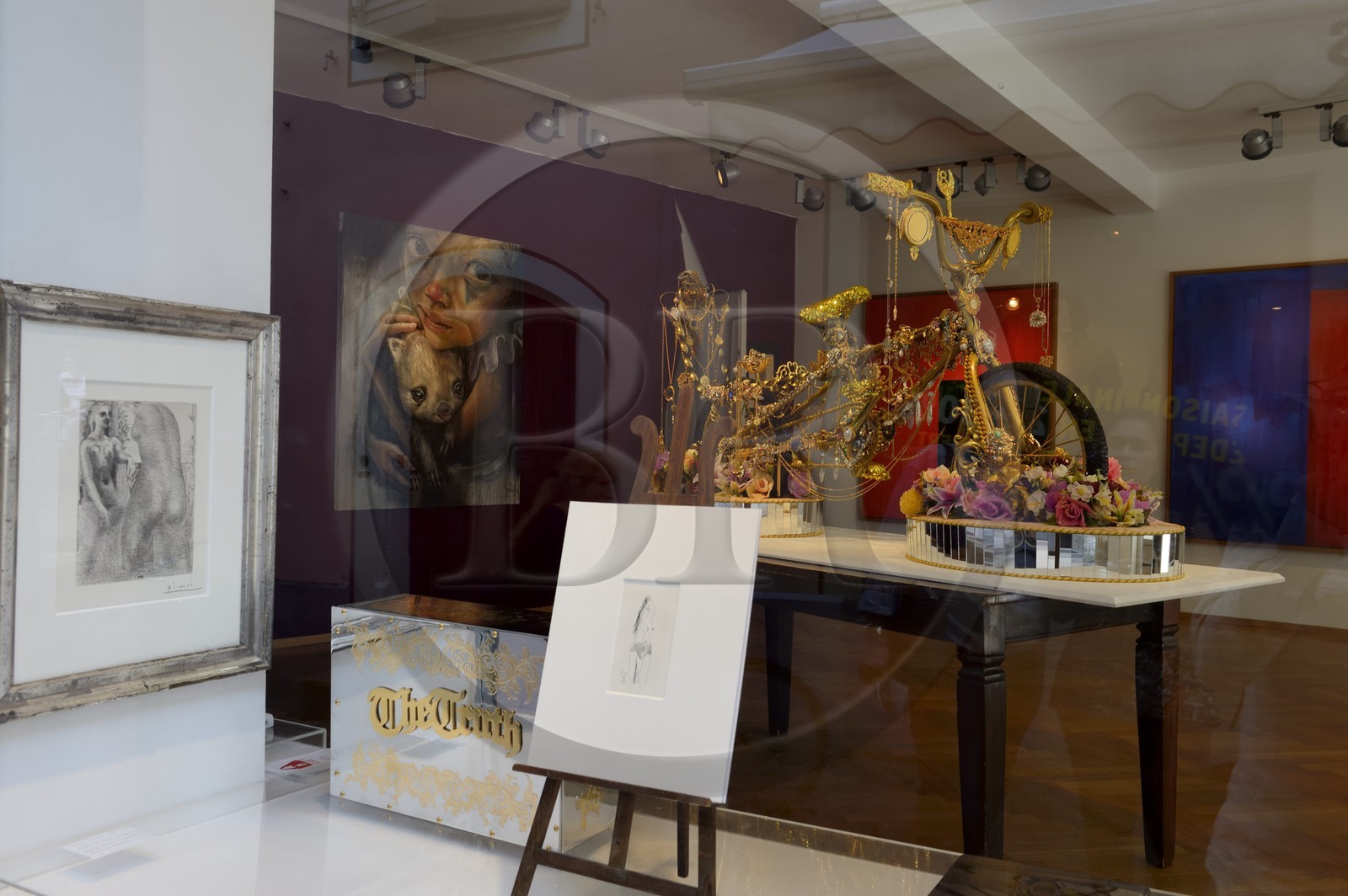 Allemagne, Bade-Wurtemberg, Fribourg en Brisgau, galerie d'art à l'angle de la rue Schusterstrasse