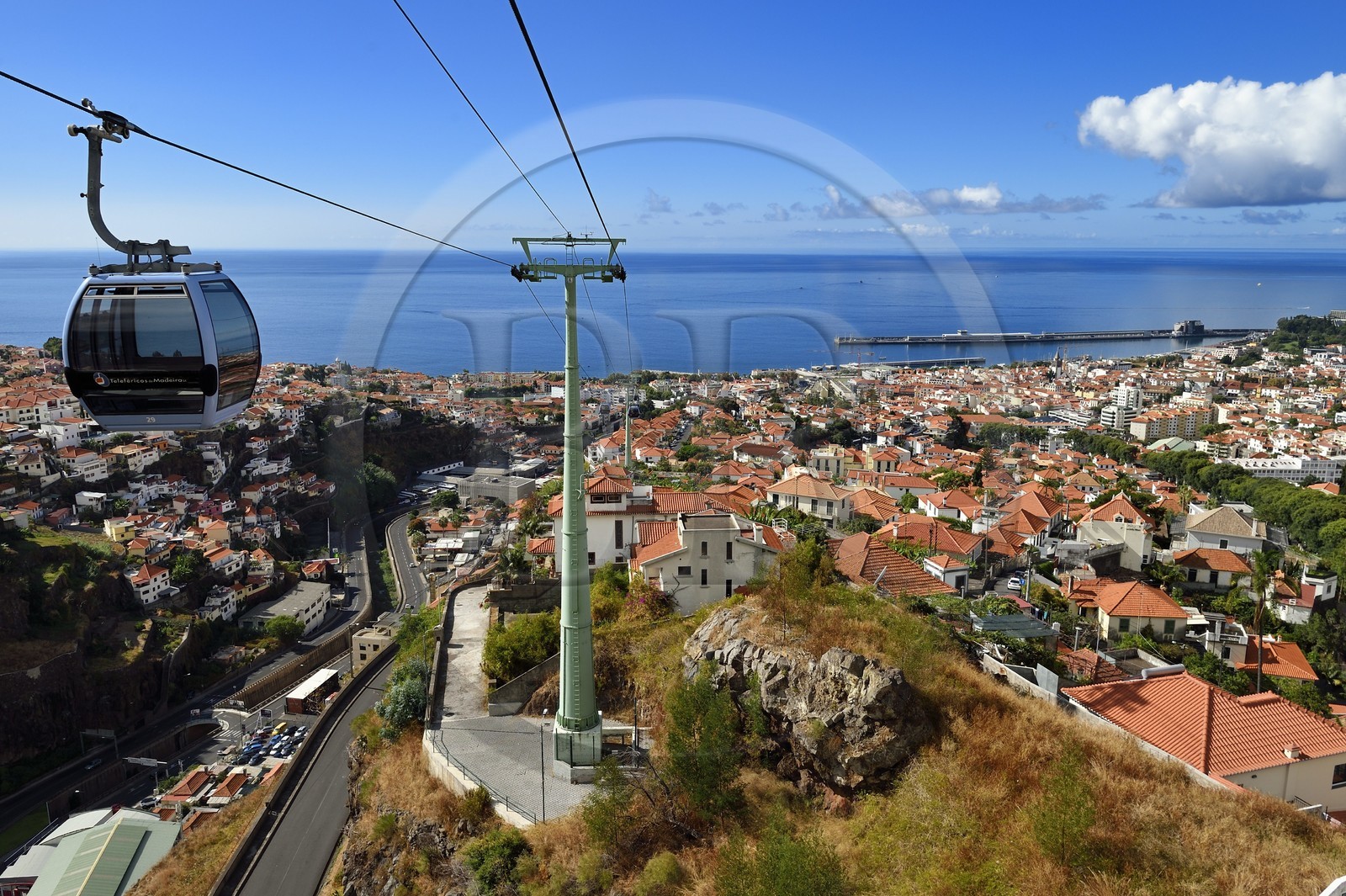 Portugal, Madeira Island, Funchal, the cable car that connects the historic district in the lower town to the tropical garden in the heights