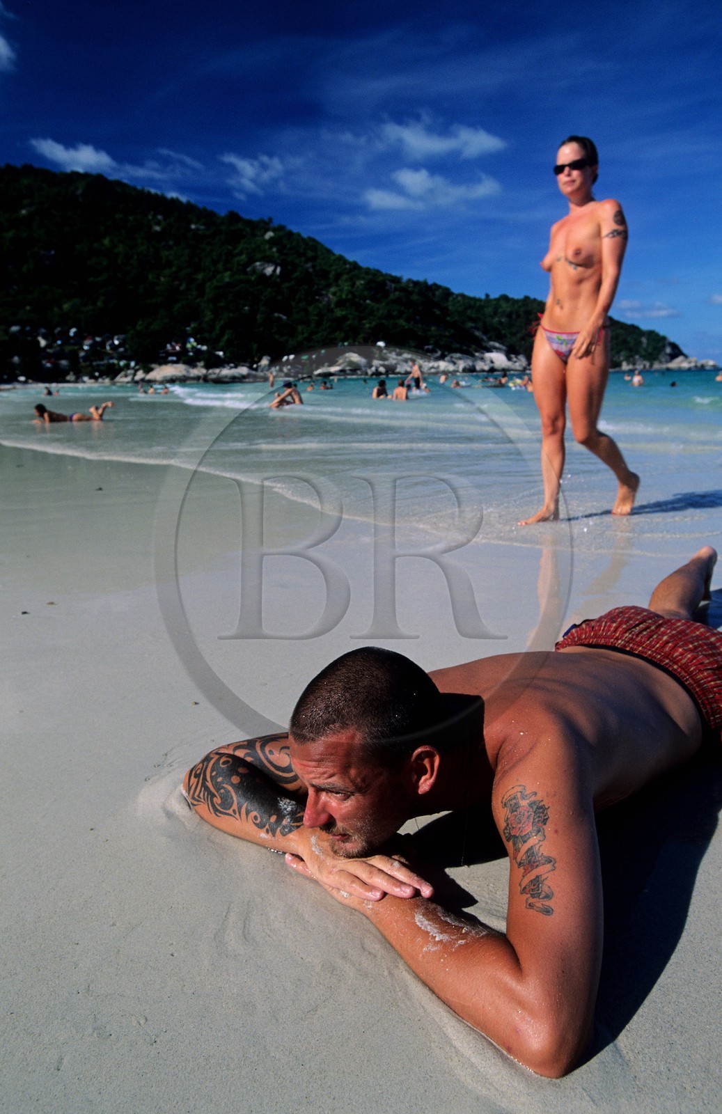 Thaïlande, Archipel îles Samui, Full Moon Party sur l' île de Koh Pha-Ngan, la plage de Had Rin la veille de la fête