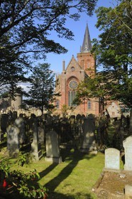 Royaume-Uni, Ecosse, Iles Orcades, Mainland, ville de Kirkwall, la cathédrale Saint-Magnus en grès rouge
