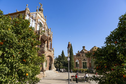 Spain, Catalonia, Barcelona, El Guinardo district, former Hospital de la Santa Creu i de Sant Pau listed as UNESCO World Heritage, modernist style by architect Domenech i Montaner, today a museum and a cultural center, Saint Cosme and Saint Damien operating theatre building (Sant Cosme i Sant Damia)