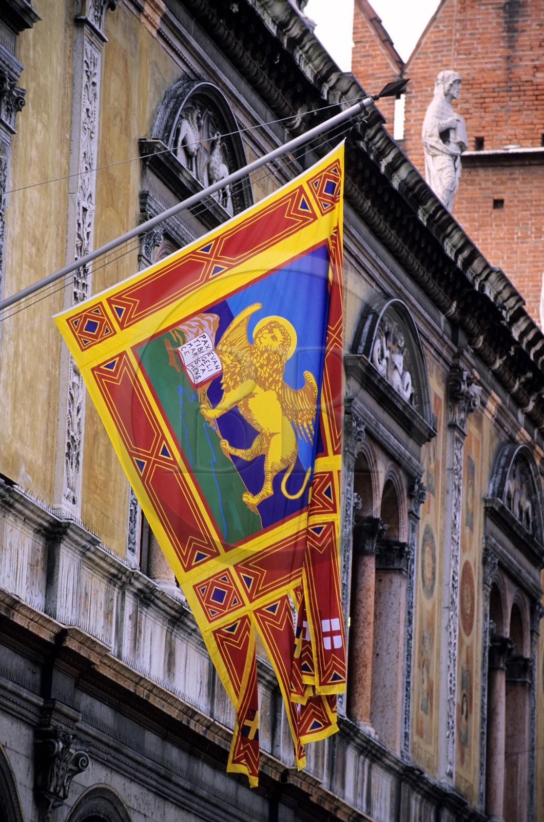 Italy, Venetia, Verona, Piazza dei Signori, flag of the Republic of Venice