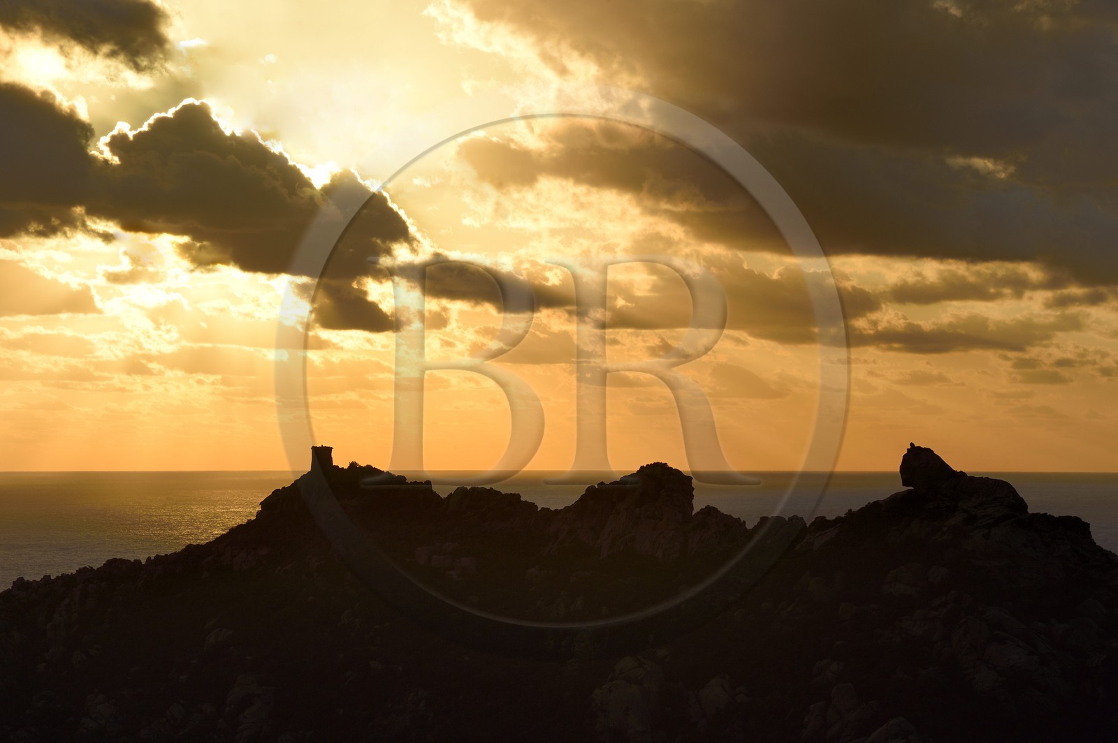France, Corse du Sud, Cala de Roccapina natural site, genoese tower and Lion rock