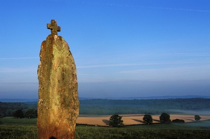 France, Saone et Loire, Mâconnais, chapelle sous Brancion menhir (standing stone)
