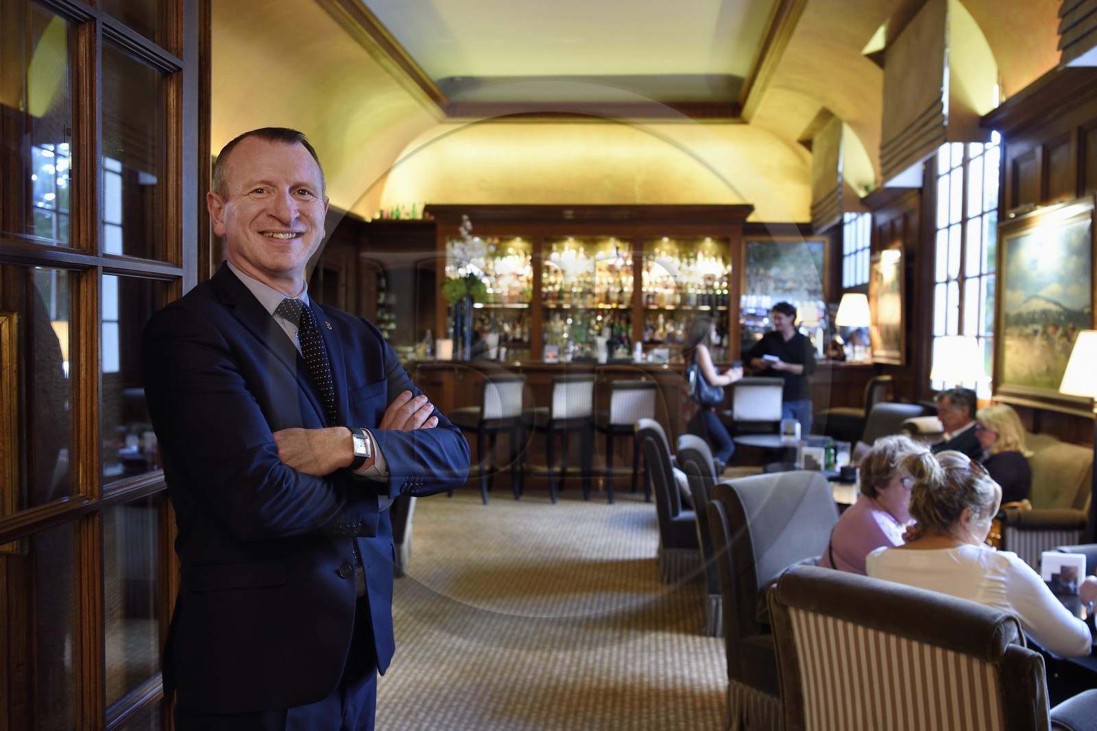 France, Calvados, Pays d'Auge, Deauville, Normandy Barriere Hotel Bar, the bartender chef Marc Jean