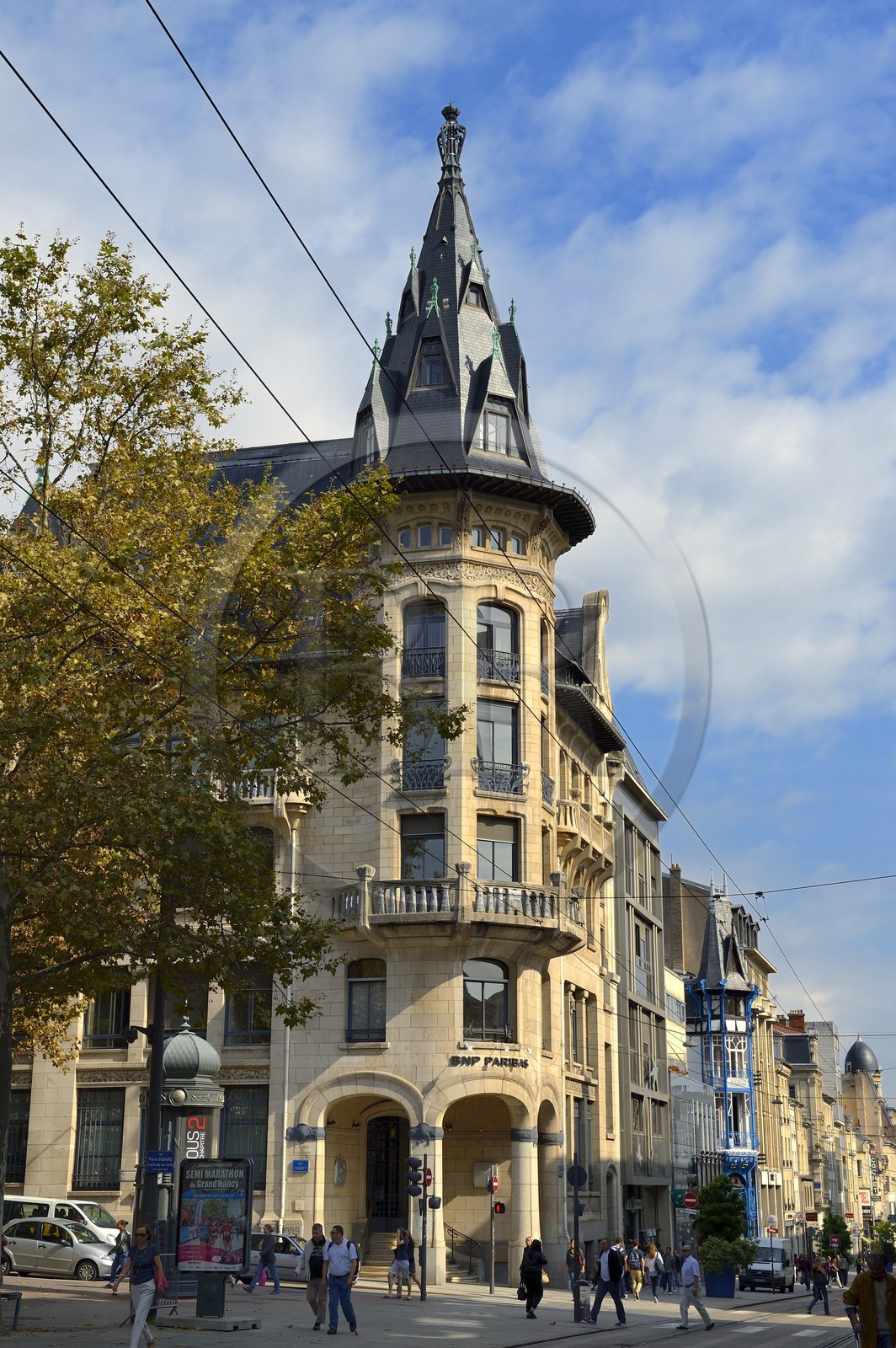 France, Meurthe-et-Moselle (54), Nancy, rue Saint-Jean, ancienne banque Renauld et actuelle BNP Paribas de style Art Nouveau