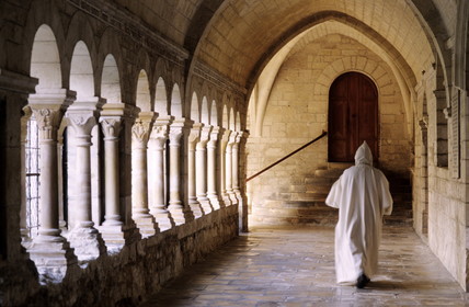France, Drôme (26), Montjoyer, abbaye cistercienne Notre-Dame d'Aiguebelle, le cloître