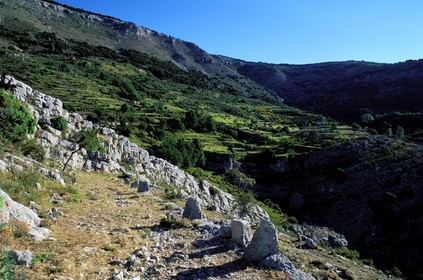 France, Alpes Maritimes, authentic Route Napoleon overhanging the Gorges of the sources of the Siagne