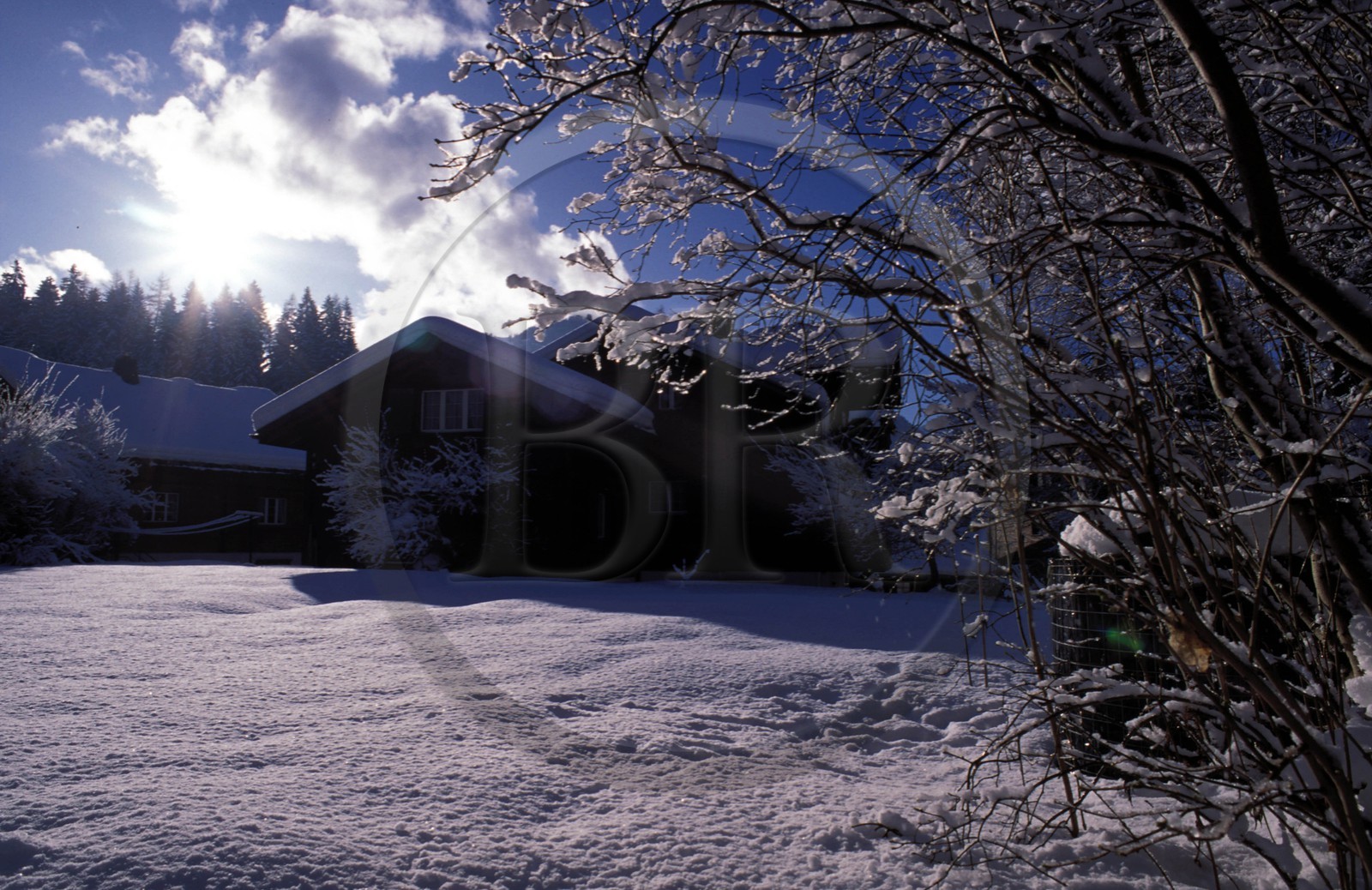 Suisse, région de Bern (Oberland Bernois), Saanenland, Gstaad, chalet au bord des pistes