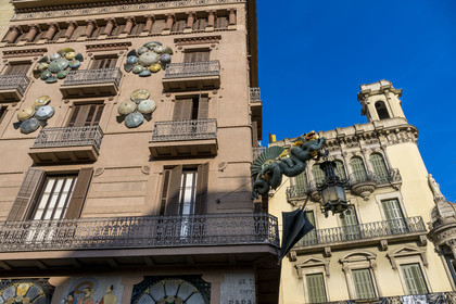Spain, Catalonia, Barcelona, Las Ramblas District, the Casa Quadros at 82 Las Ramblas by the Catalan modernist architect Josep Vilaseca (1891-1896), former umbrella shop