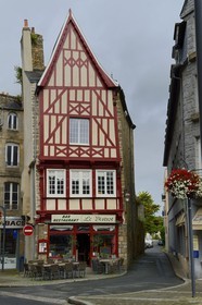 France, Cotes-d'Armor, Guingamp, one of the half timbered houses of the Place du Centre