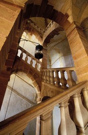 France, Saone et Loire, Mâconnais, castle of Cormartin, an enormous staircase with a single stairwell (1610)