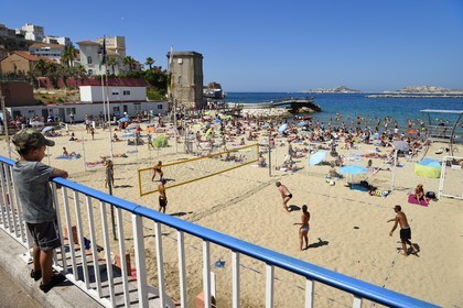 France, Bouches-du-Rhône (13), Marseille, quartier des Catalans, plage des Catalans