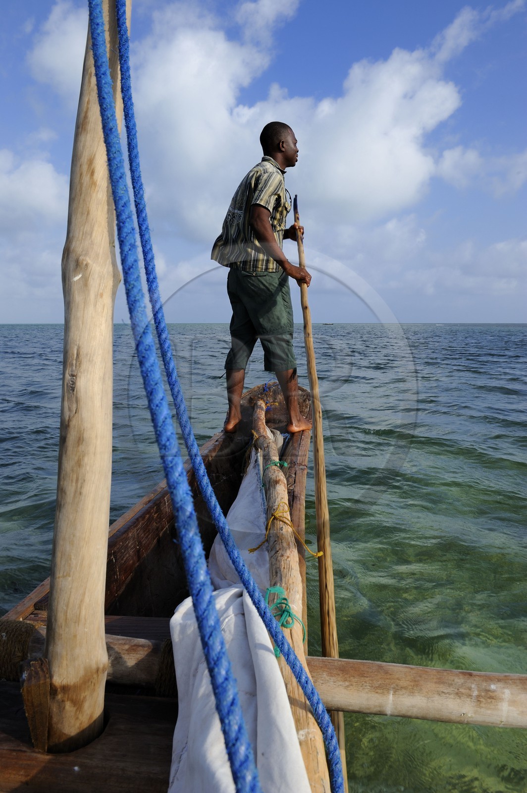 Tanzanie, archipel de Zanzibar, île de Unguja (Zanzibar), côte est, baie de Chwaka vers Michamvi, un dhow (boutre traditionnel)