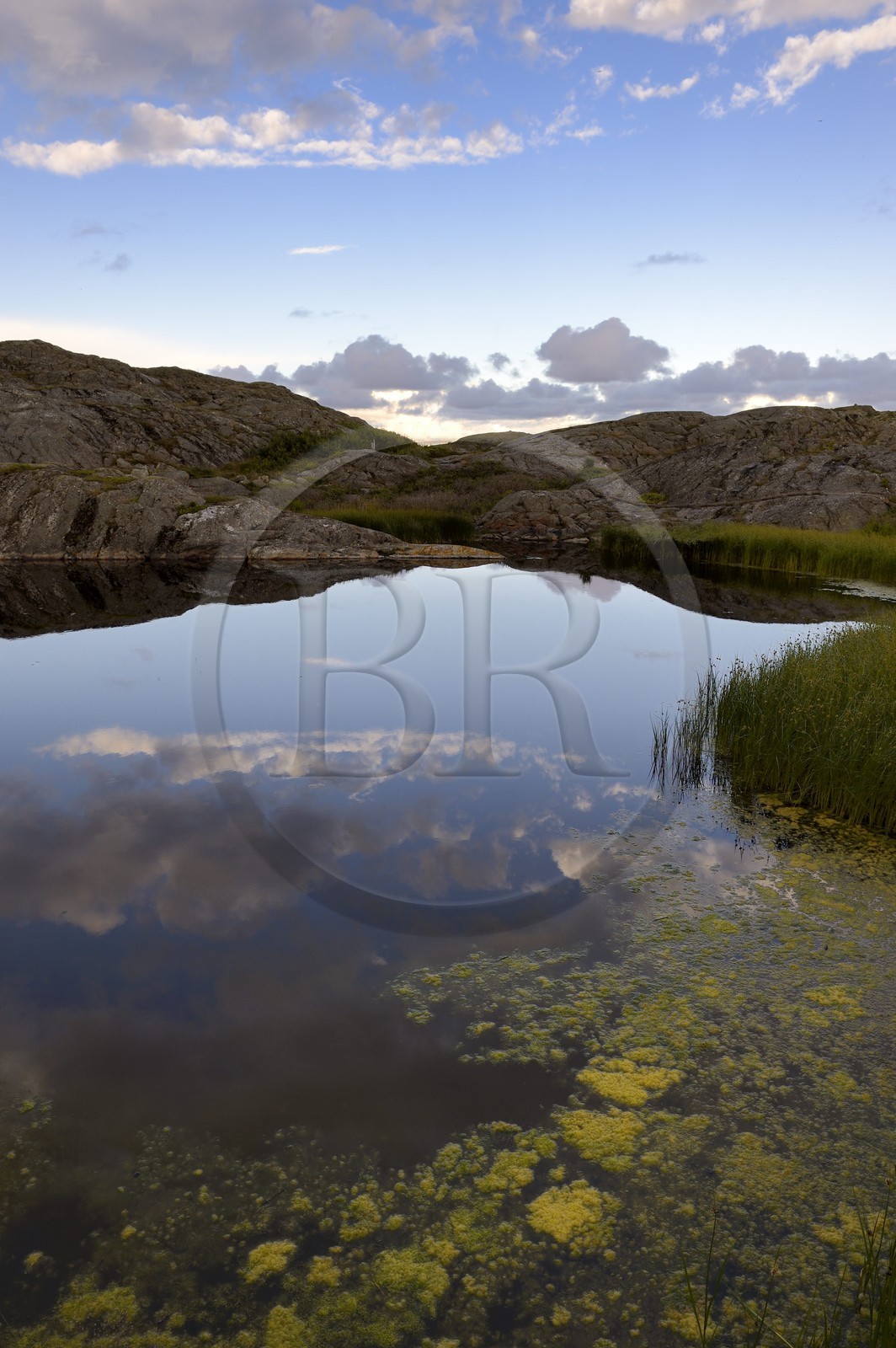 Suède, Västra Götaland, Väderöarna (iles météo) au large de Fjällbacka, petit lac