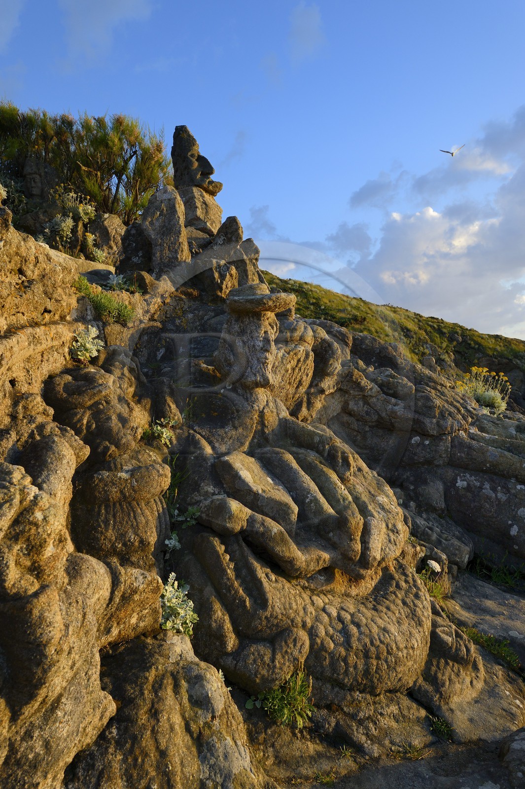 France, Ille-et-Vilaine, St Malo, Rotheneuf, stones sculpted by Foure abbot between 1870 and 1917