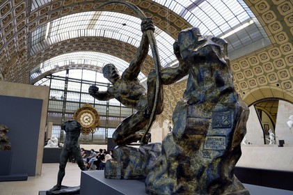 France, Paris, Orsay museum, sculpture of Héraklès archer or Héraclès kills the birds of the lake Stymphale (1909) by Antoine Bourdelle