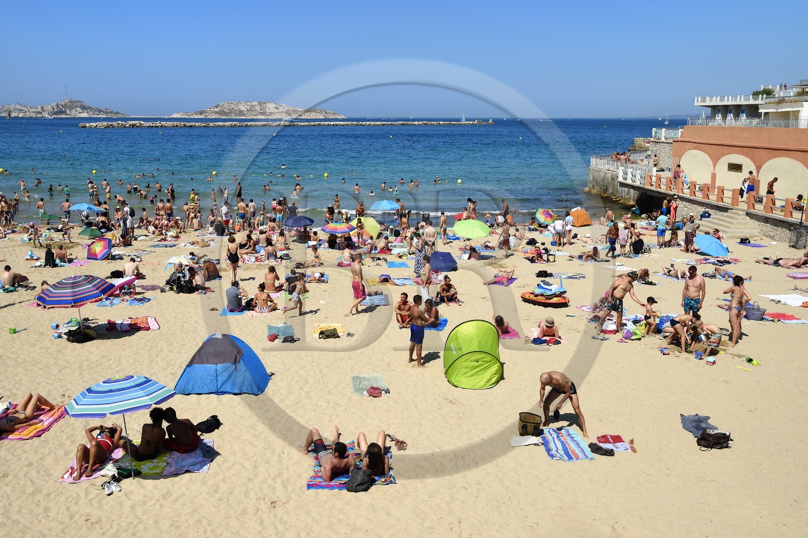 France, Bouches-du-Rhône (13), Marseille, quartier des Catalans, plage des Catalans