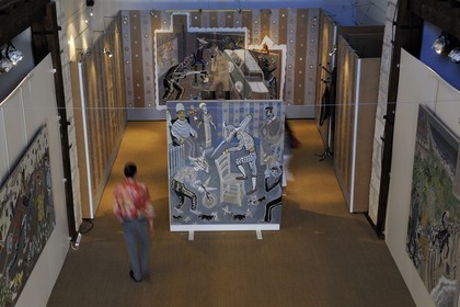 France, Hérault (34), Sète, musée de Frontignan, exposition de l' artiste peintre André Cervera Série couleur pour roman noir, ou du rififi sur la toile