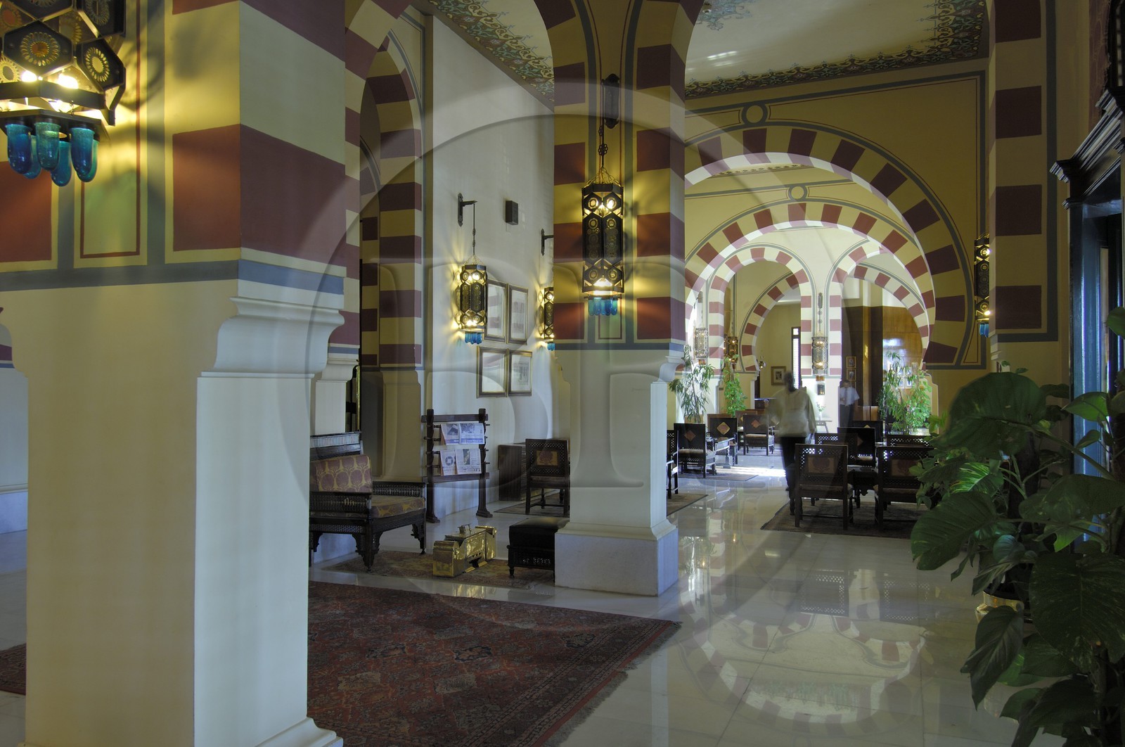 Egypt, Upper Egypt, Nubia, Nile Valley, Aswan, Old Cataract Hotel, the lobby