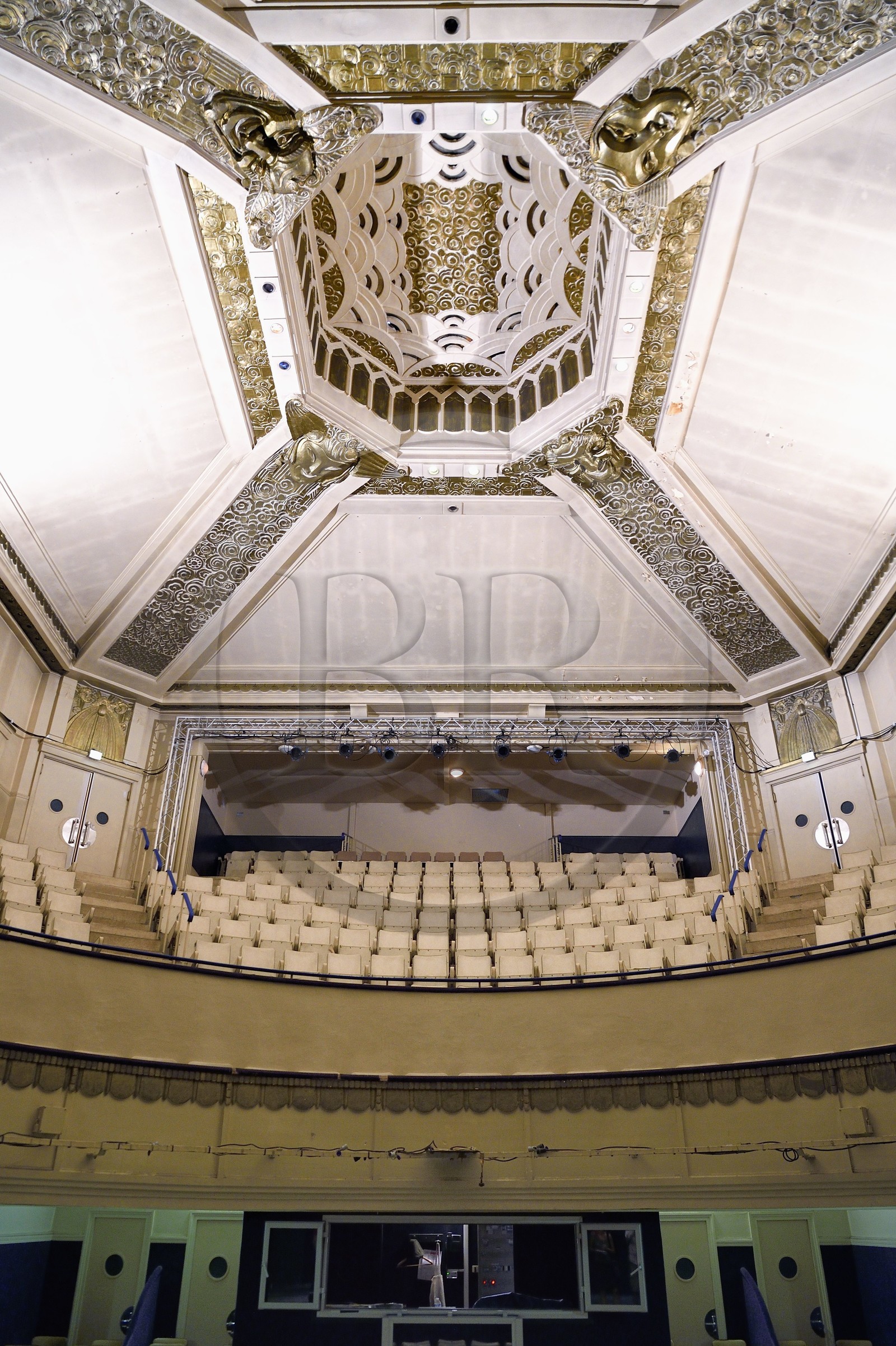 France, Allier (03), Vichy, the former Petit Casino and current Valery-Larbaud Cultural Center, it also housed the headquarters of the Vichy militia between 1940 and 1944, the theater with the art deco ceiling