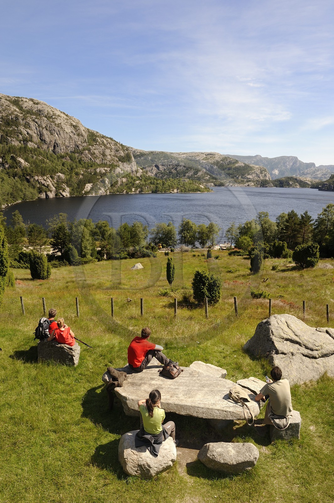 Norway, Rogaland County, around Lysefjord, small lake on the hiking trail leading to Preikestolen Rock