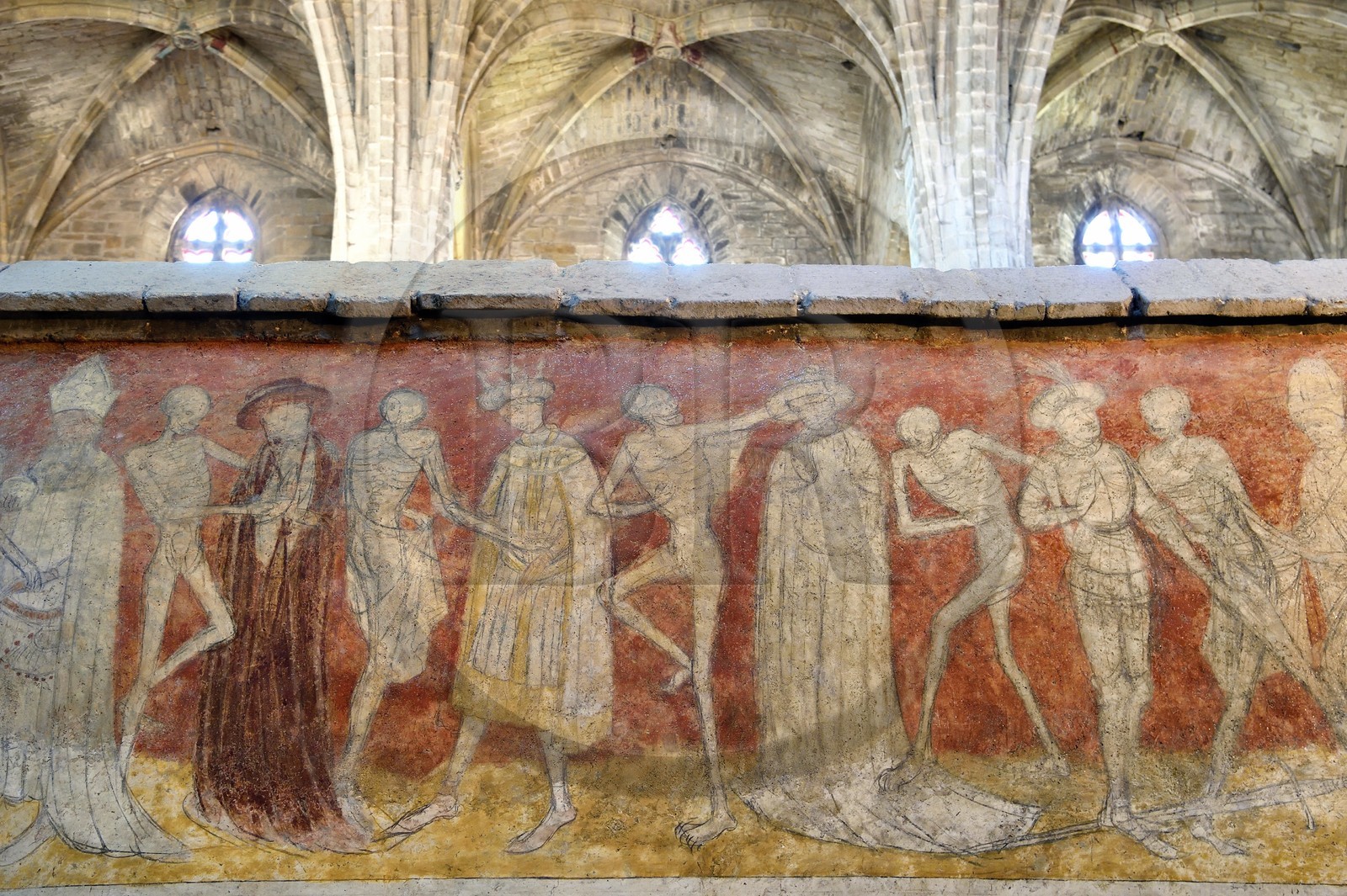 France, Haute-Loire (43), Parc naturel régional Livradois-Forez, abbaye de La Chaise-Dieu, l'église abbatiale Saint-Robert, la Danse Macabre, fresque du XVème siècle