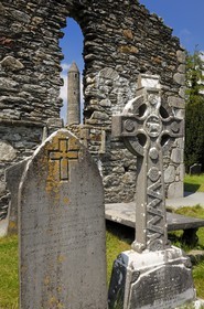 Republic of Ireland, Wicklow County, region of Wicklow Mounts, monastic site of Glendalough, round tower