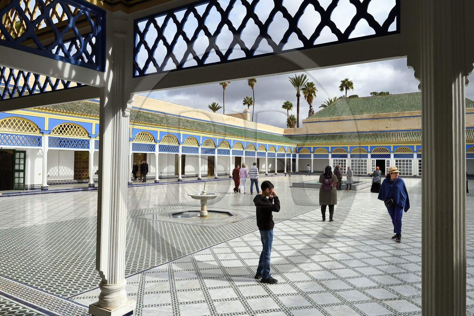 Morocco, High Atlas, Marrakech, Imperial city, Medina listed as World Heritage by UNESCO, Bahia Palace, the main courtyard