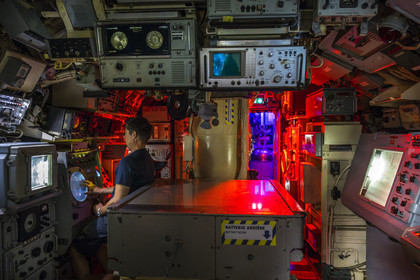 France, Morbihan (56), Lorient, Lorient La Base, ancienne base de sous-marins construite par les Allemands durant la Seconde Guerre mondiale, sous-marin Flore S645 en service de 1964 à 1989 et son musée