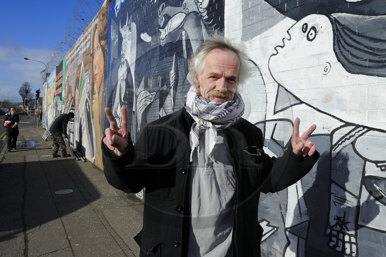 United Kingdom, Northern Ireland, West Belfast, Catholic Falls area, International or Solidarity Wall, murals on Falls Road, Danny Monaghan author of the paintings