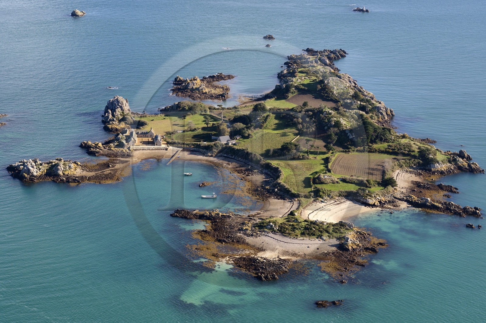 France, Cotes-d'Armor, Paimpol, Saint-Riom Island (Saint-Rion Island) (aerial view)