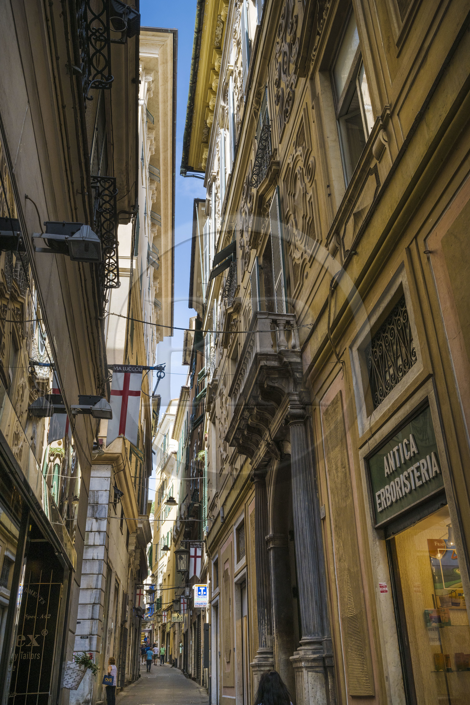 Italie, Ligurie, Gênes, ruelle du vieux centre historique, via Luccoli