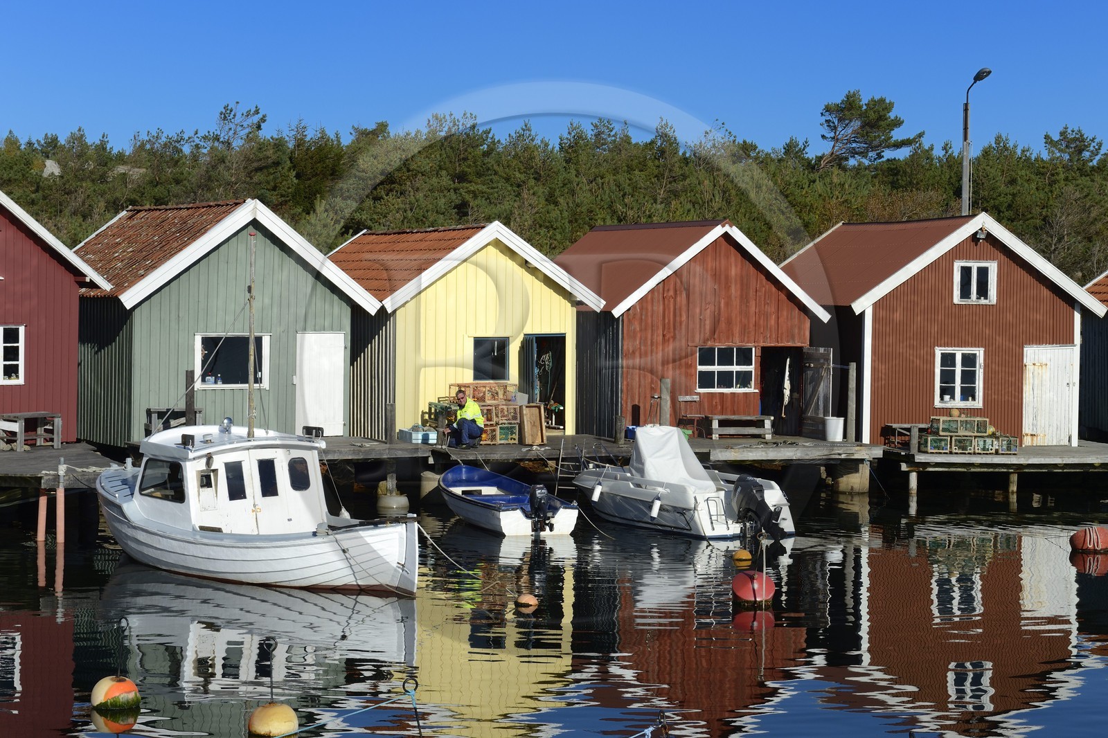 Suède, Västra Götaland, Iles Koster, Sydkoster, port de pêche de Brevik