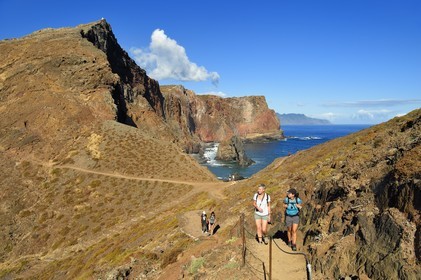 Portugal, Ile de Madère, randonnée dans la réserve naturelle de la Ponta de Sao Lourenço (pointe Saint Laurent) à l'extrême Est de l'ile
