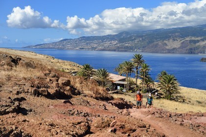 Portugal, Madeira Island, hike in the Ponta de Sao Lourenço nature reserve in the far east of the island, arrival at Casa do Sardinha
