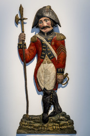 France, Paris, Marais district, Carnavalet Museum, Paris sign room, Au petit Suisse, a wine merchant's sign formerly on the Quai du Louvre (19th century)