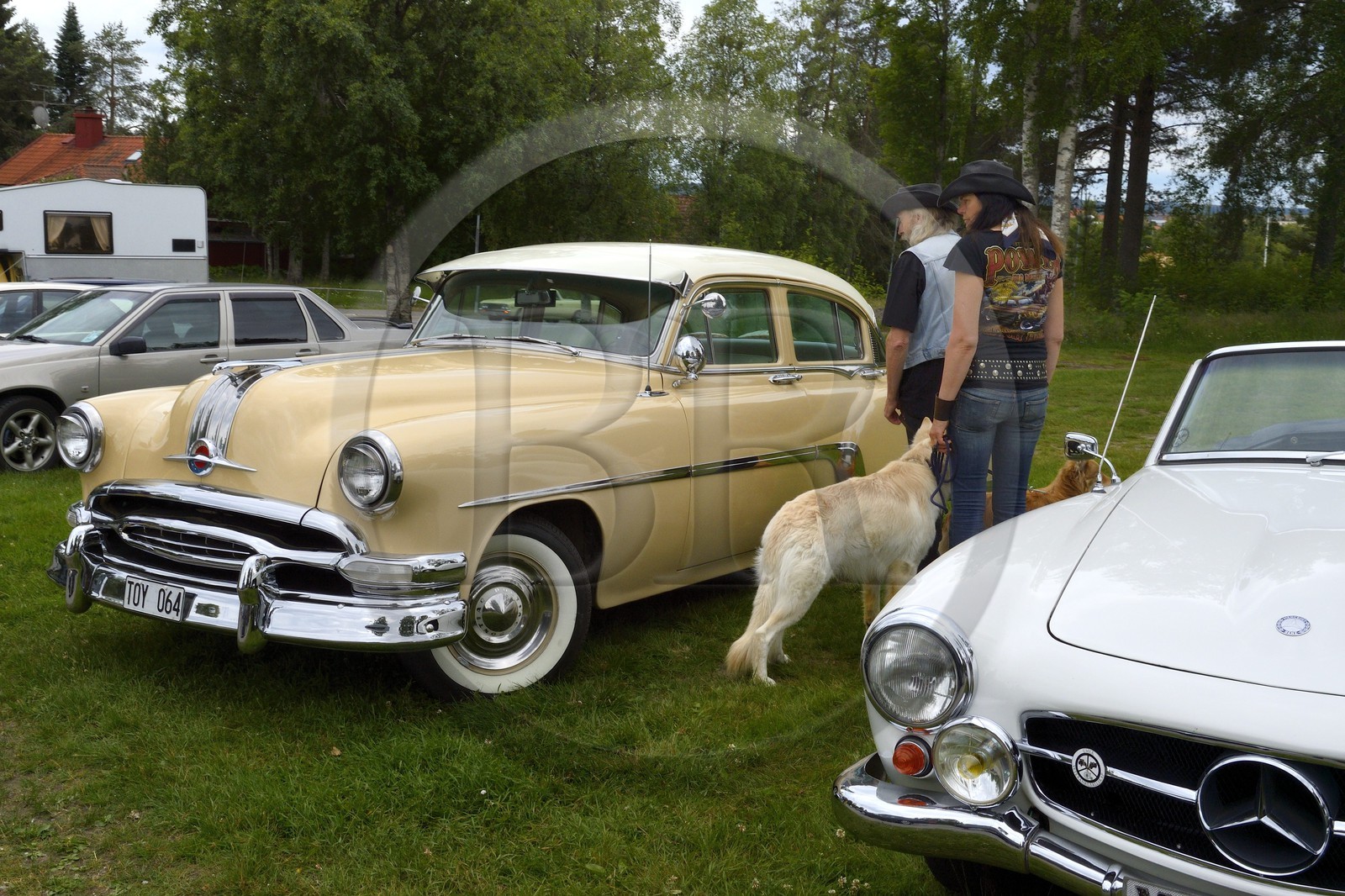 Sweden, Vasterbotten County, Umea, old vintage cars meeting in Gammlia park