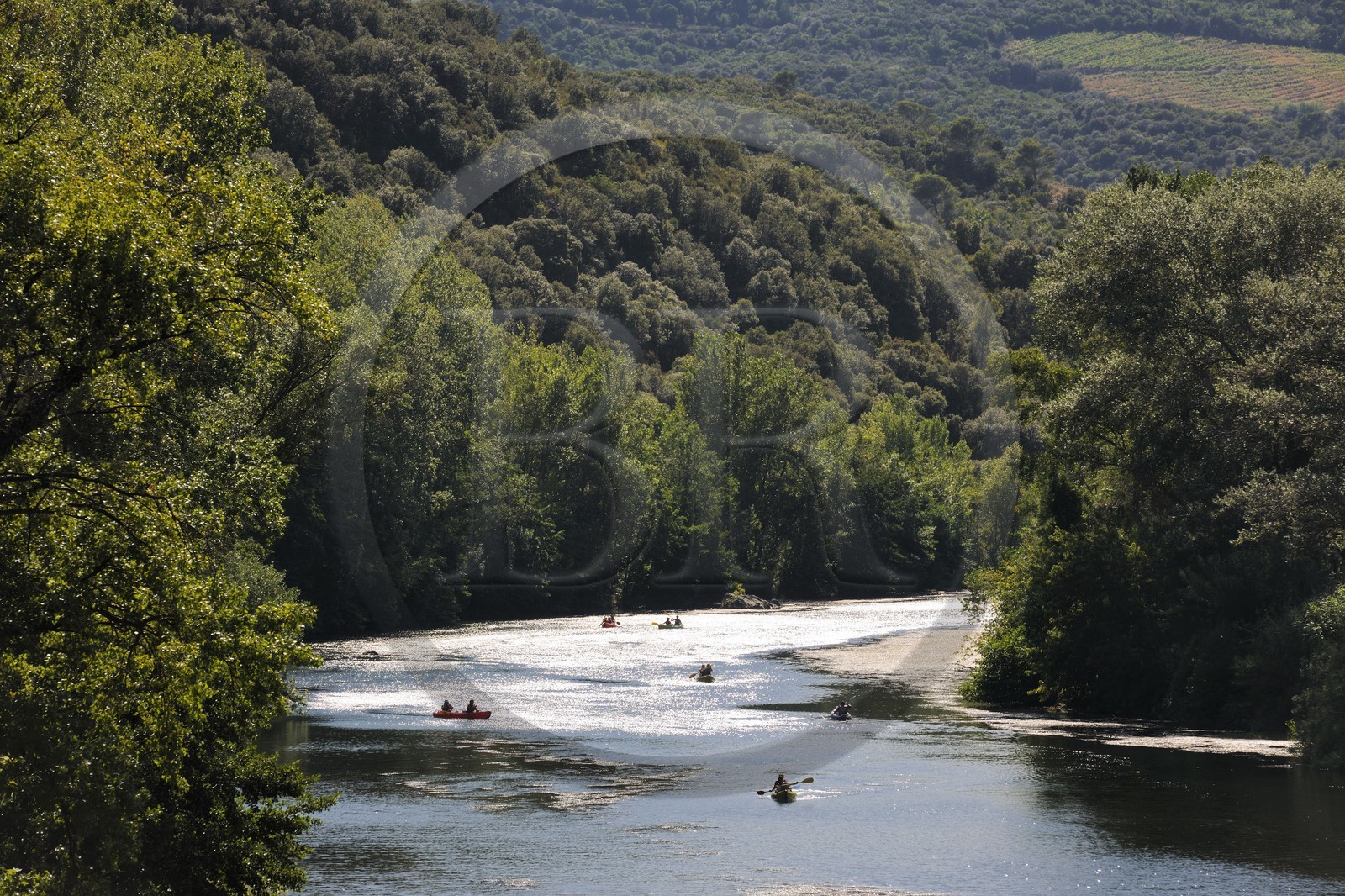 France, Hérault (34), vallée de l' Orb à Roquebrun, descente en canoë-kayak de la rivière Orb
