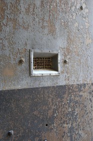 France, Rhone, Lyon, Montluc Prison Memorial, detail of the door leading to the courtyard