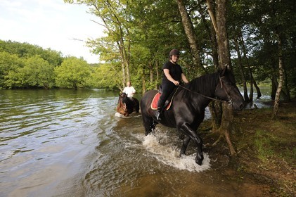 France, Nièvre (58), lac de Pannecière, découverte équestre du lac