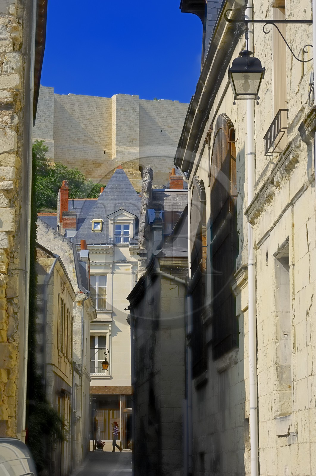 France, Indre et Loire, Loire Valley listed as World Heritage by UNESCO, Chinon, the old town dominated by the castle walls